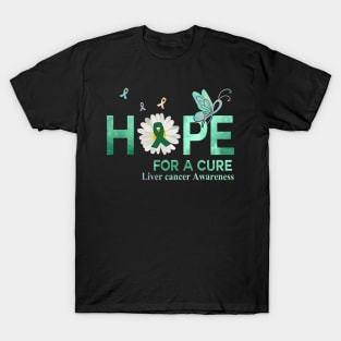 Hope For A Cure Butterfly Flower Liver cancer T-Shirt